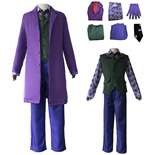 Disfraz De Joker Cosplay Abrigo, Camisa, Chaleco Y Conj...