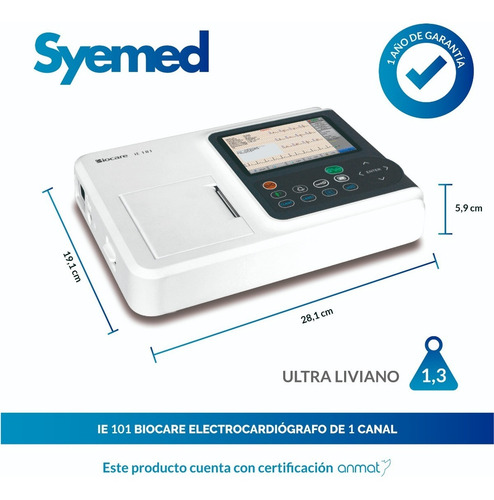 Imagen 4 de 8 de Electrocardiografo 1 Canal Biocare Ie101 12 Derivaciones