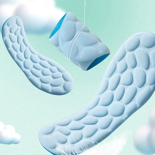 2 Pares Plantillas Masajes 4d Suaves Espuma Viscoelástica Color Celeste Tamaño De La Plantilla 41/42