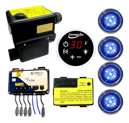 comprar Aquecedor Banheira Hidro Spa 4 Funções 4 Led Cromoterapia 8000w 220v Sanspray Cor Preto