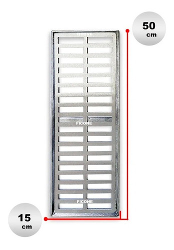 Ralo Linear 15x50 Alumínio + Tela E Parafuso De Fixação