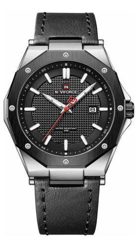 Reloj Deportivo Para Hombre Correa De Cuero Naviforce Deluxe