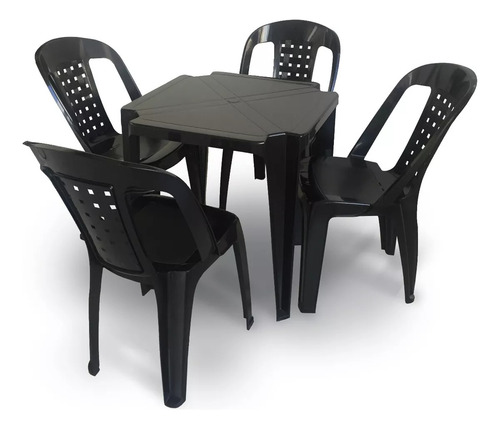 Pack 2 Sillas Jardin Patio Plastico Resina Apilables Negras