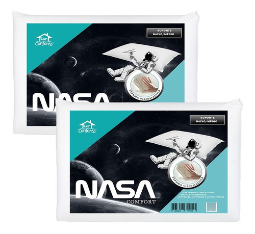 Kit 2 Travesseiros Nasa Comfort  Viscoelástico Baixo/médio