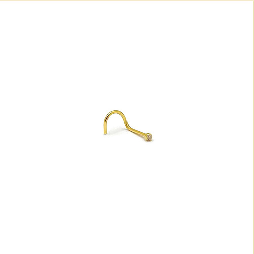Piercing Nariz Em Ouro 18k Nostril Zircônia 1mm Ponto Luz Cor Amarelo