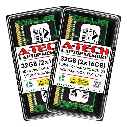 A-tech Ram 32gb (2x16gb) Ddr4 2666mhz Sodimm Pc4-21300 (p...