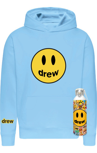 Poleron Drew + Botella En Aluminio 750ml - Justin Bieber Drew - Estampaking