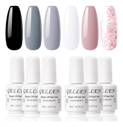 Set De Esmaltes De Uñas Gellen Brillante 8ml 6 Tonos 