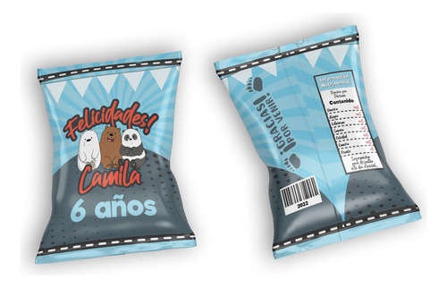 Dulceros Personalizados Chips Bag We Bare Bears Escandalosos