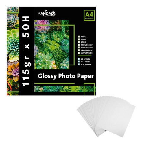 Papel Fotográfico Autoadhesivo A4 Brillante Glossy X 50h