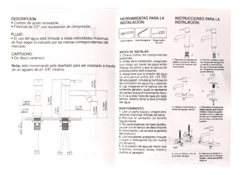 Grifo Monomando Para Lavabo Ovalin De 18cm Acero Inoxidable 304 Acabado Satinado