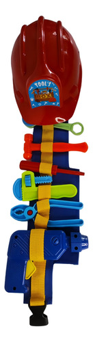Kit Juguete Casco + Set Cinturón Herramientas Plástico Niños