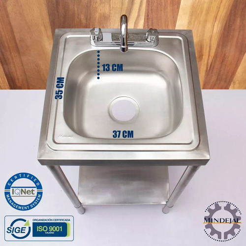 Charola Fregadero Una Tarja Y Maneral Inox Marca Mindejal S. Color Gris