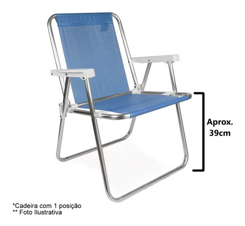 Cadeira De Praia Aluminio Master Azul Forte 2274 Promoção!!!