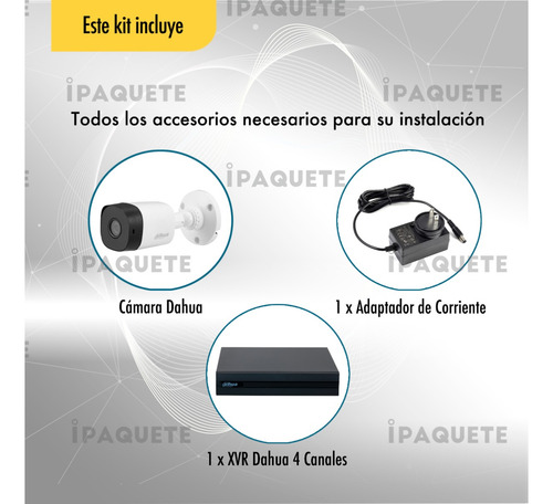 Kit Cámara Seguridad Dahua Cctv 2mp Exterior Dvr 4ch Fuente