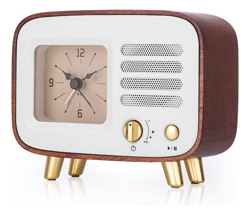 Bew Reloj Despertador Retro Con Altavoz Portátil Bluetooth,