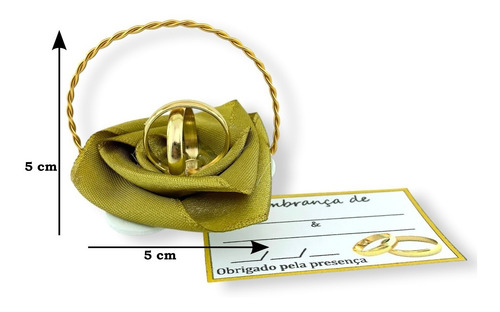 Lembrancinha Casamento Cestinha Alianças Dourado Kit Com 25