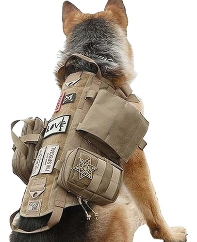 Arnés Táctico Para Perros Con Bolsas Chaleco Molle K9...