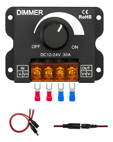 Regulador De Tira De Luz Led, Cc 12v-24v 30a Pwm Controlador