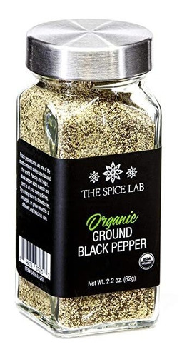 The Spice Lab Organic Black Pepper Ground - Medium Grind Glu