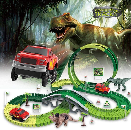 Pista Carros Pilas Hot Dinosaurio Flexible Juguete 172pcs