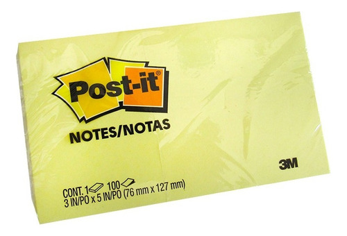 Notas Autoadhesivas Adhesivas Color 3m Post It 73x123 Color Amarillo