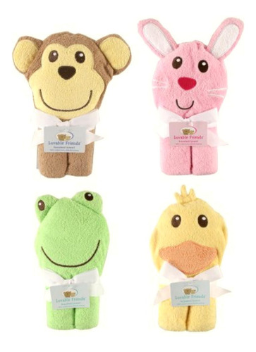 Luvable Friends Toalla Unisex Con Capucha Para Bebé,