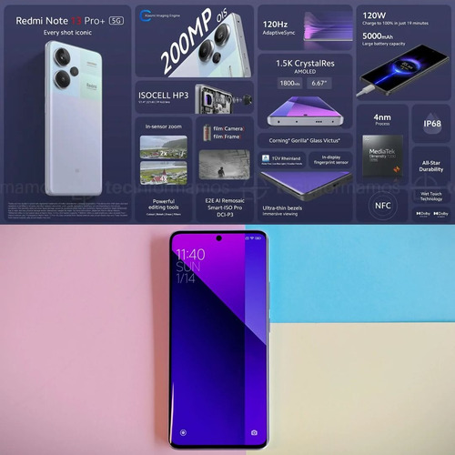 Xiaomi Redmi Note 13 Pro Plus 5g 256gb 8gb Ram Nfc Dual Ip68 Purpura Claro