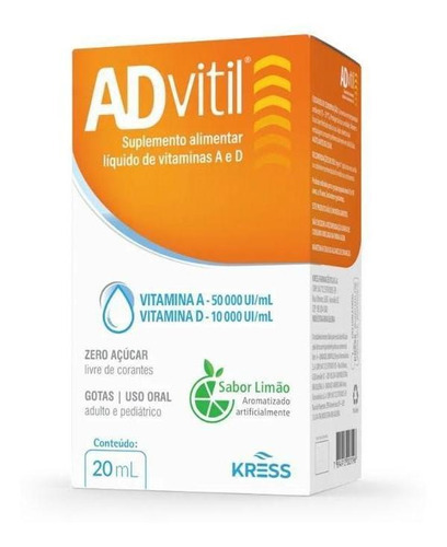 Suplemento Alimentar Líquido Advitil Sabor Limão 20ml