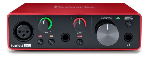 Interfaz de audio USB Focusrite Scarlett Solo de tercera generación, color rojo, 110 V/220 V