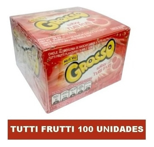 Chicle Grosso Tutti Frutti Caja De 100 Unidades 700gr