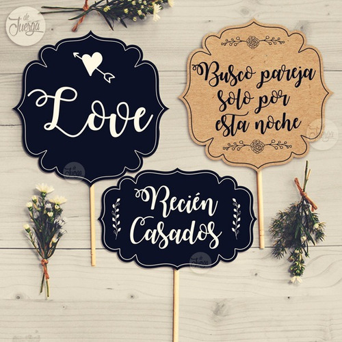 Photo Booth Casamiento Boda Imprimible Props Negro Y Madera