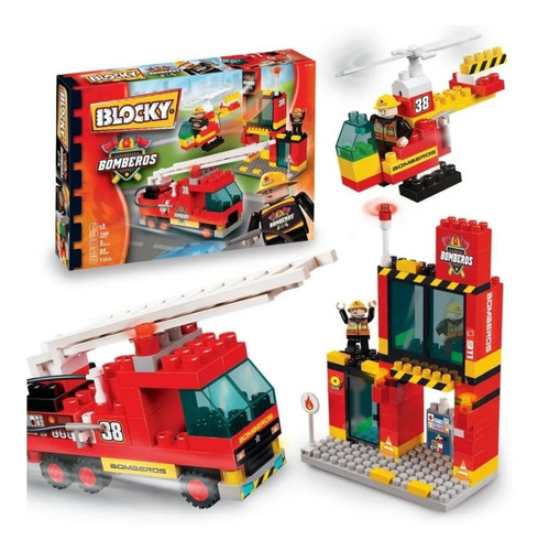 Blocky Bomberos 2 Con 150 Piezas 2 Muñecos Orig Mundo Manias