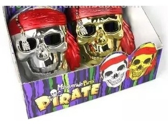 Máscara De Calavera De Piratas Dorada Y Plateada