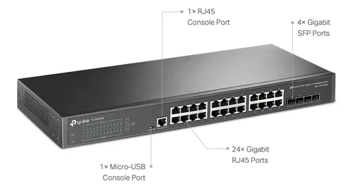 Conmutador Gigabit Tp-link Tl-sg3428 De 24 Puertos Y 4 Ranur