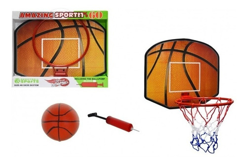 Tablero De Basketbol Madera Metal 61x46 Red Pelota Inflador