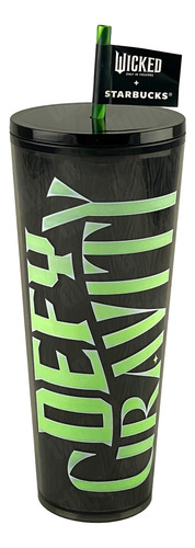 Vaso Starbucks Tumbler Wicked Defy Gravity Brilla Oscuridad Color Negro