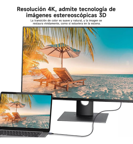 W Cabo Adaptador Usb Tipo C Para Hdmi 4k 30 Hz, 2 M, Cinza