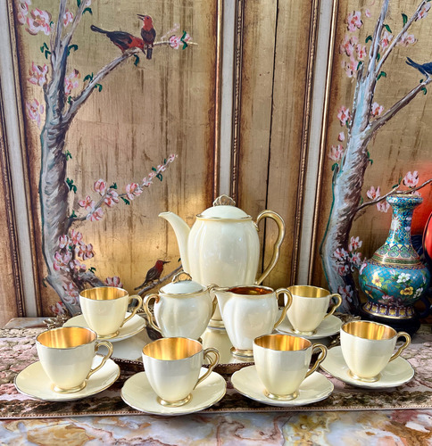 Juego Para Cafe X 6 Carlton Ware England Rita Art Deco C1920 Dorado Rita - Art Deco (Usado)