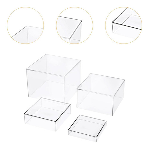 4 Peças Cubo Acrílico Caixa De Exibição Riser Food Riser