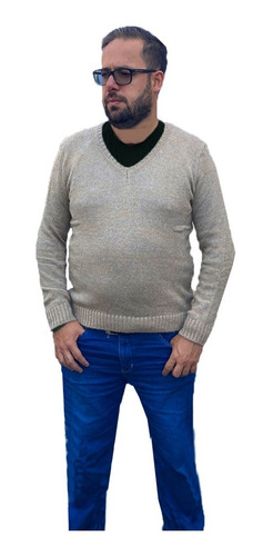 Imagem 1 de 5 de Blusa Suéter Masculino De Tricô Casaco Frio Inverno Gola V