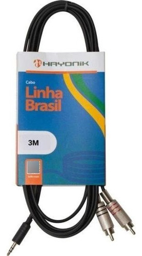 Cabo De Áudio Linha Brasil P2 Estéreo X 2 Rca 3m Preto