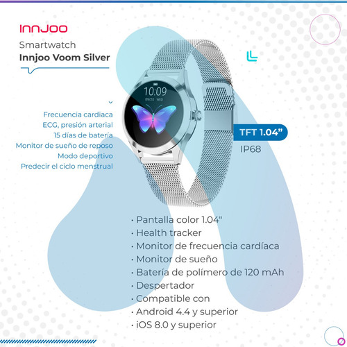Imagen 2 de 10 de Smartwatch Innjoo Lady Eqis R Silver Ip68