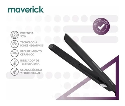 Imagen 3 de 3 de Planchita De Pelo Profesional Maverick 30w Ceramica