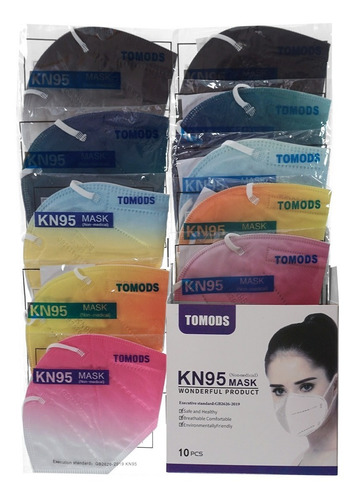 Imagen 7 de 7 de Kn95 Difuminados Cubrebocas Tomods 10pz Colores Varios