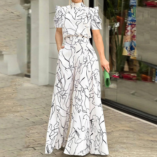 Imagen 2 de 6 de Conjunto De Camisa De Cintura Alta + Pantalón