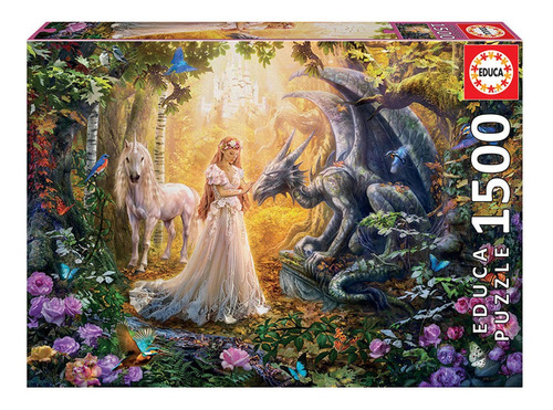 Imagen 1 de 5 de Rompecabeza Puzzle Dragón Princesa Unicorn X 1500 Pzas Educa