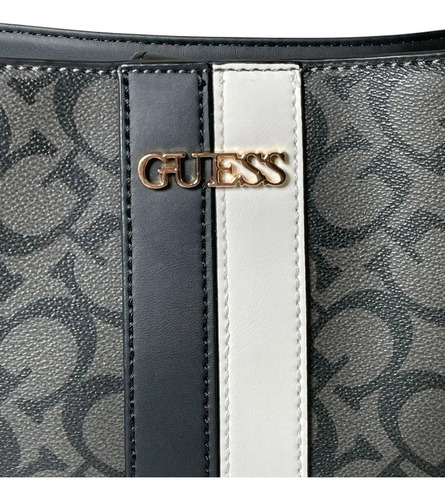 Bolsa Guess Monograma Original Gris Oscuro Monograma Dorado Negro