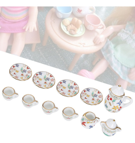 1:12 Dollhouse Miniatura Porcelana Flor Chá Xícara Cozinha D