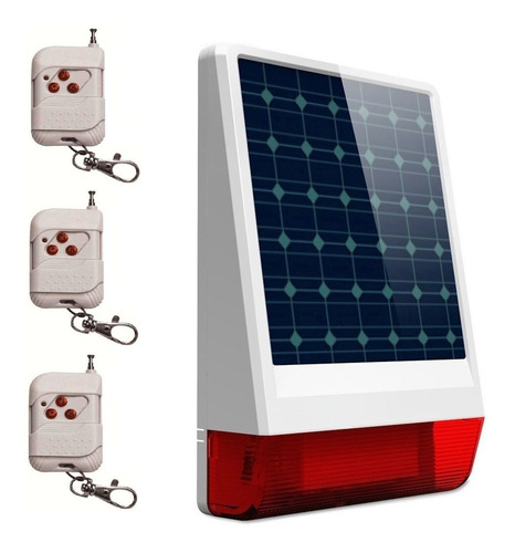 Alarma Comunitaria 120 Db Solar + Bateria + 3 Controles